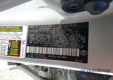 2013 Toyota Camry Le from USA, damaged, VIN 4T4BF1FK1DR309918